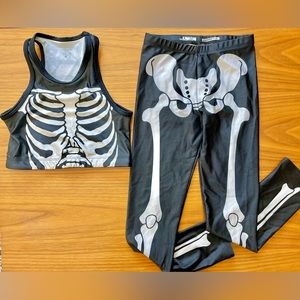 New Girls’ Goldsheep White Skeleton Crop and Legging Set - Size Medium (7/8)